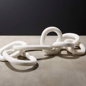 CB2 White Marble Chain Accent Decor